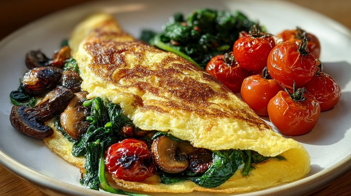 Mushroom spinach omelette