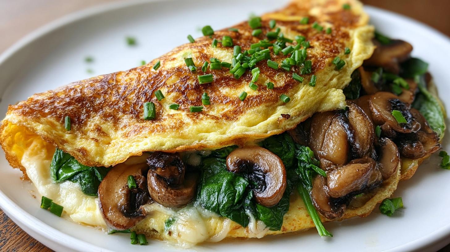 Spinach mushroom omelet