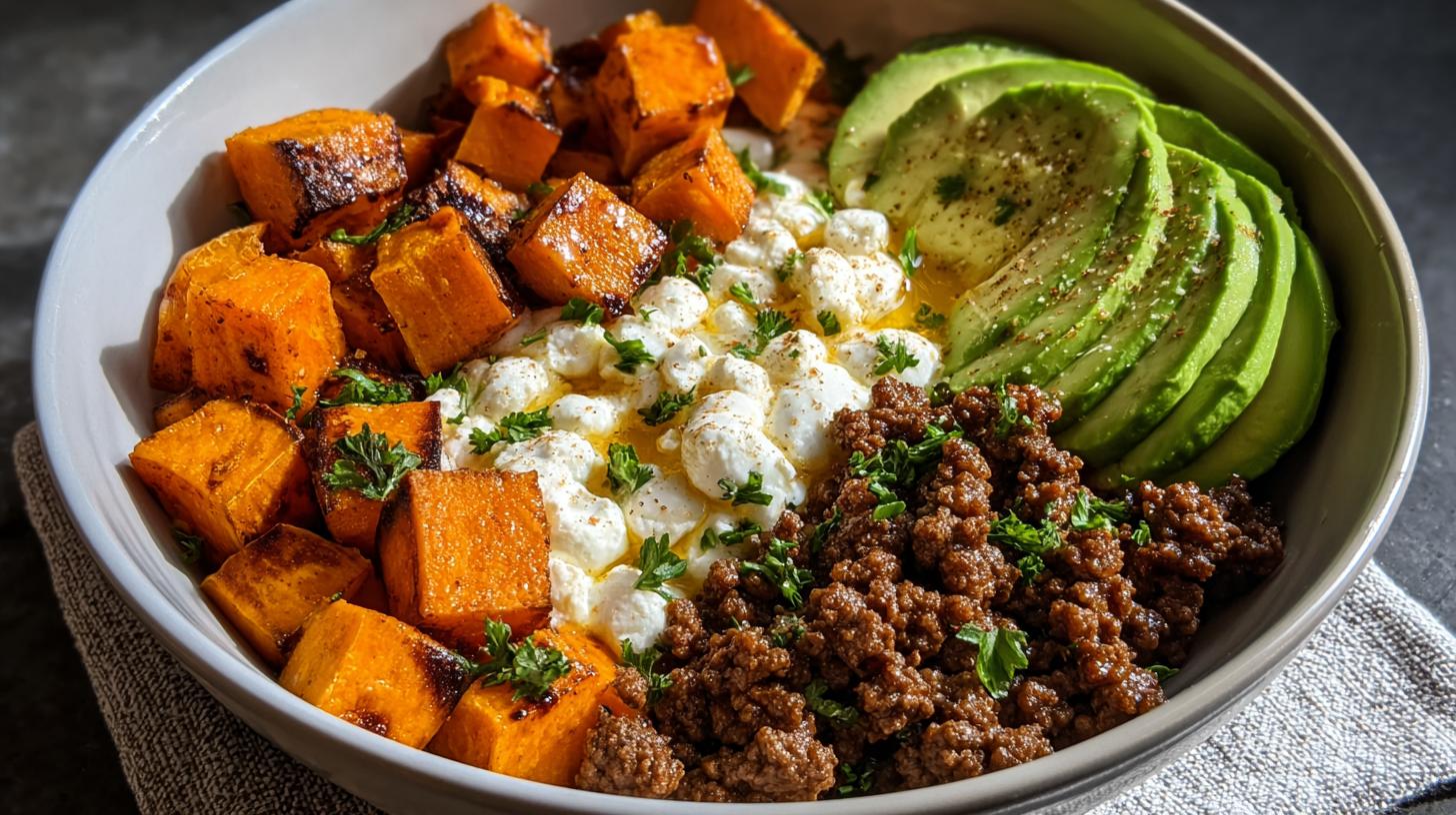 beef sweet potato bowl