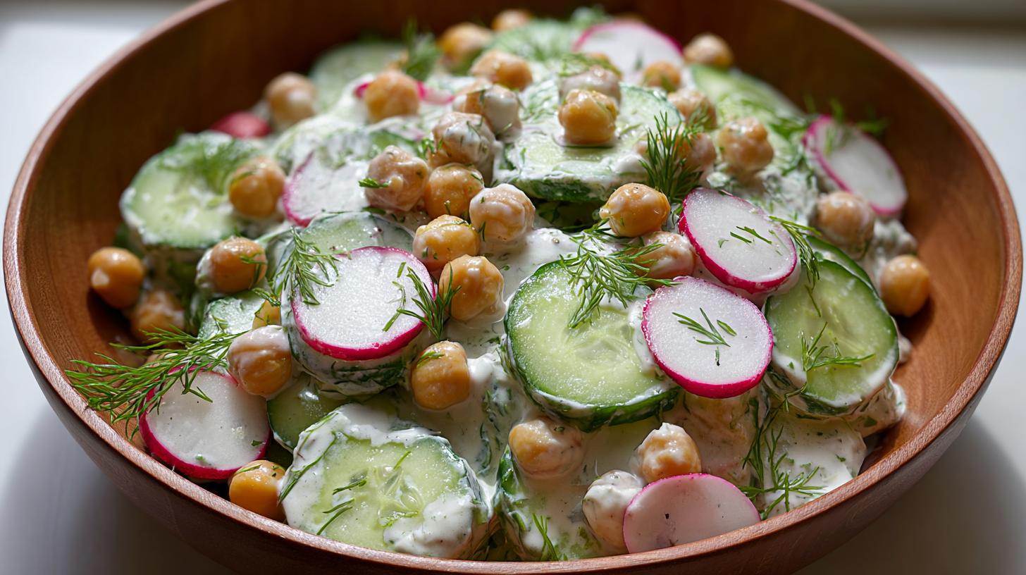 creamy cucumber chickpea salad