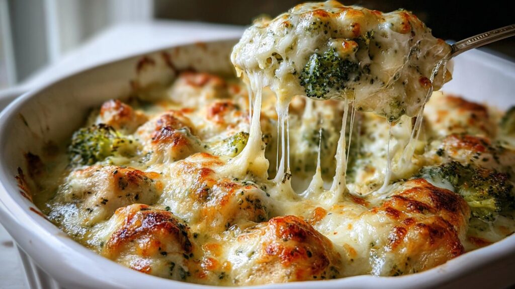 keto chicken alfredo broccoli bake