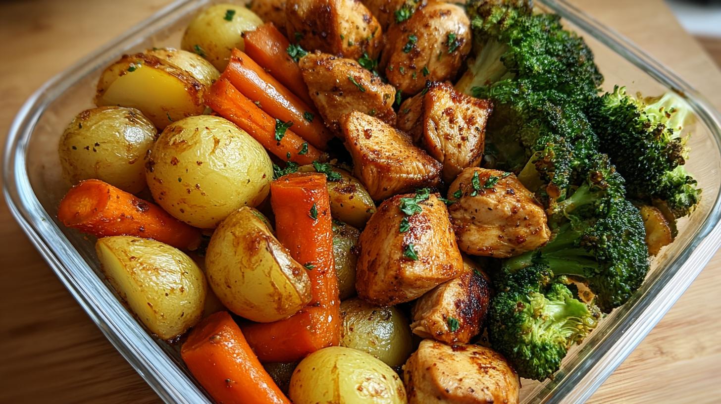 meal prep chicken and veggies