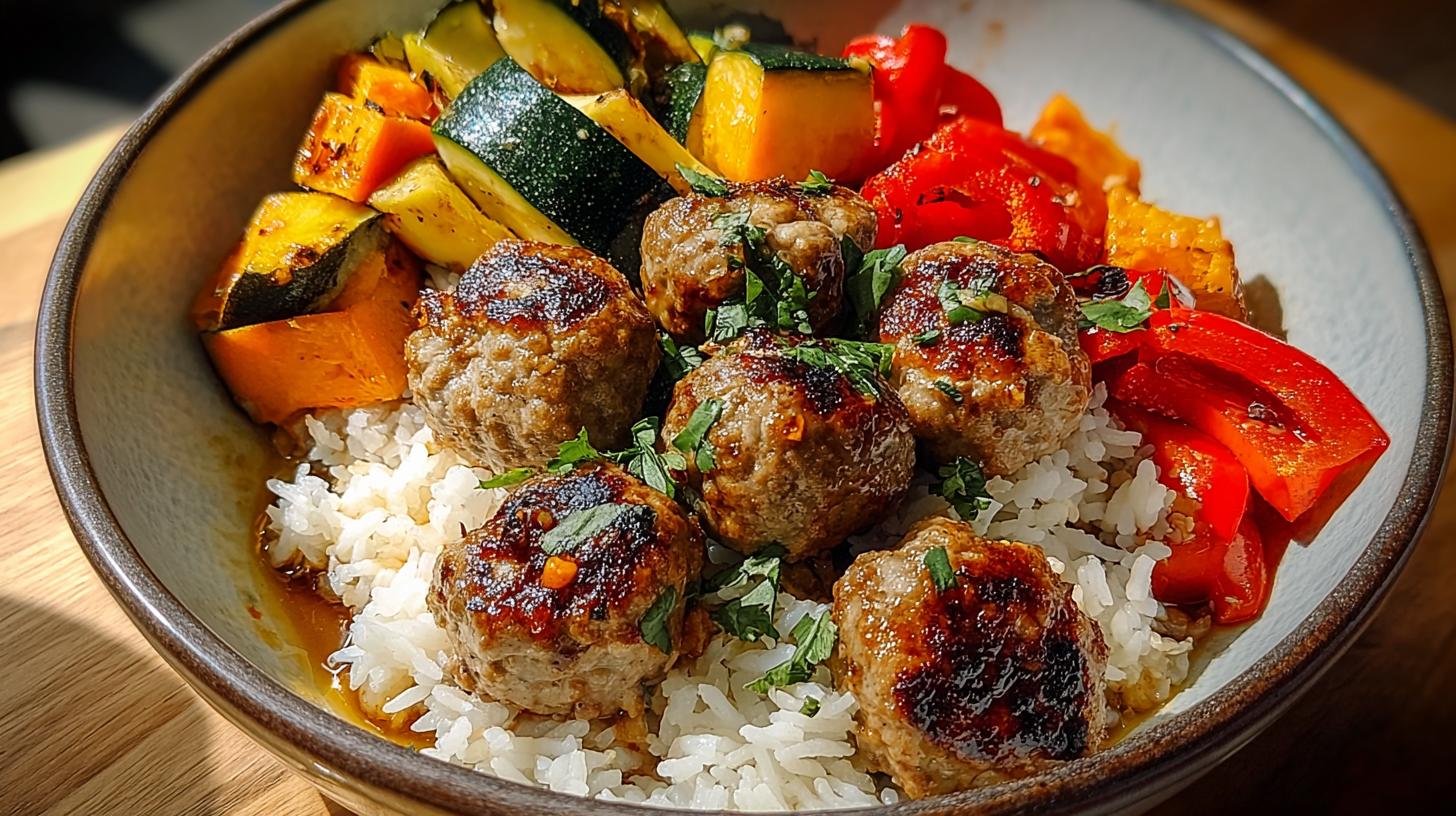 meatballs and rice