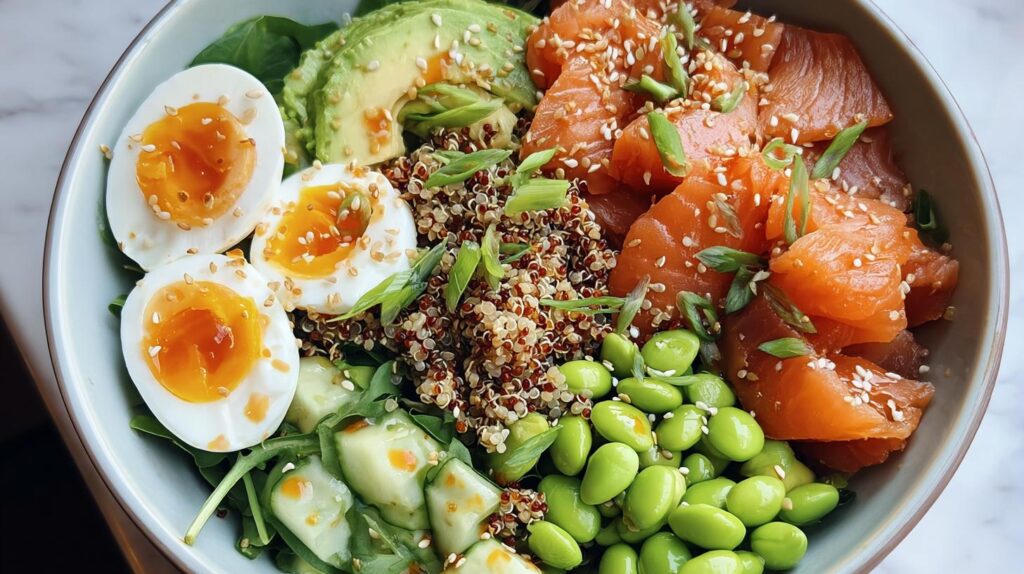 salmon quinoa bowl