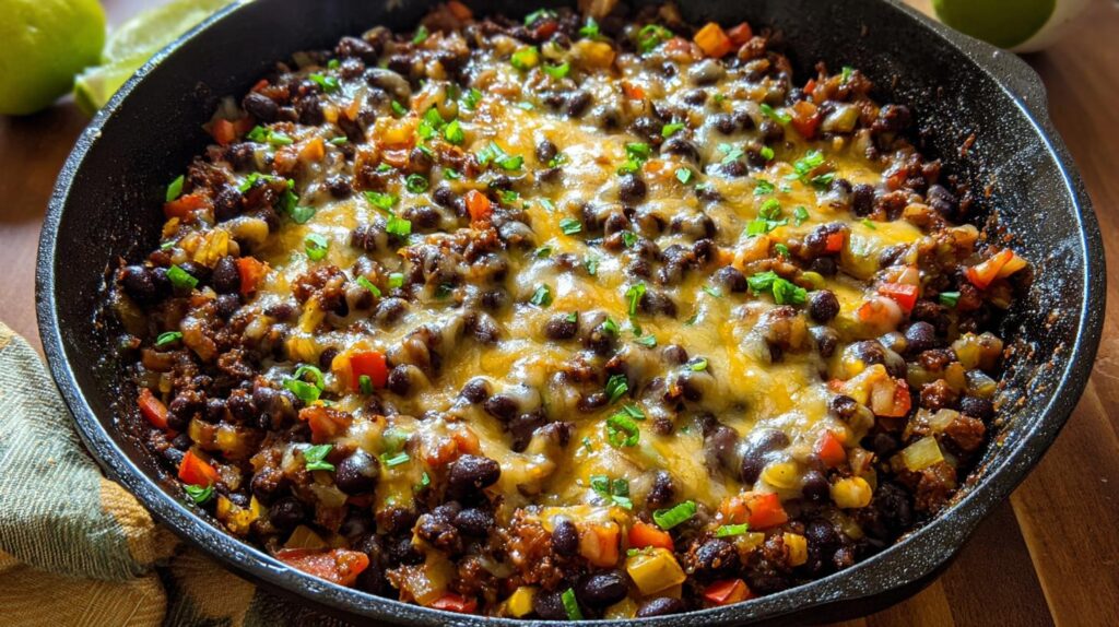 Cheesy black bean skillet
