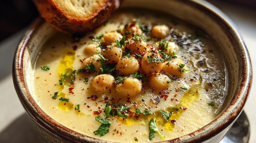 Creamy Garlic Chickpea Soup
