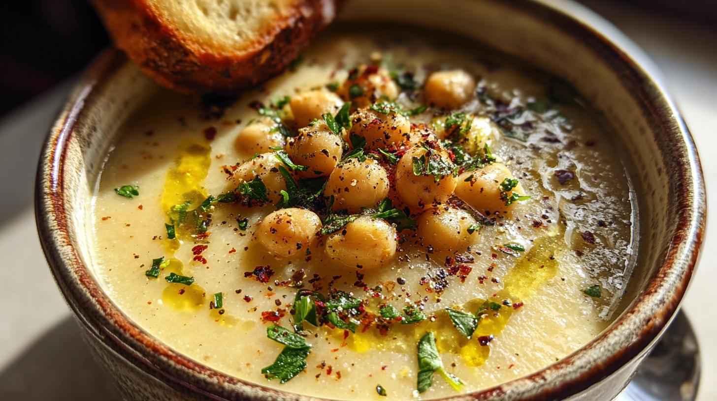 Creamy Garlic Chickpea Soup