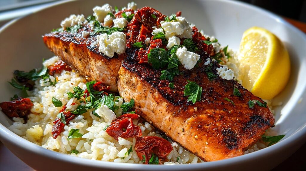 easy Mediterranean salmon bowl