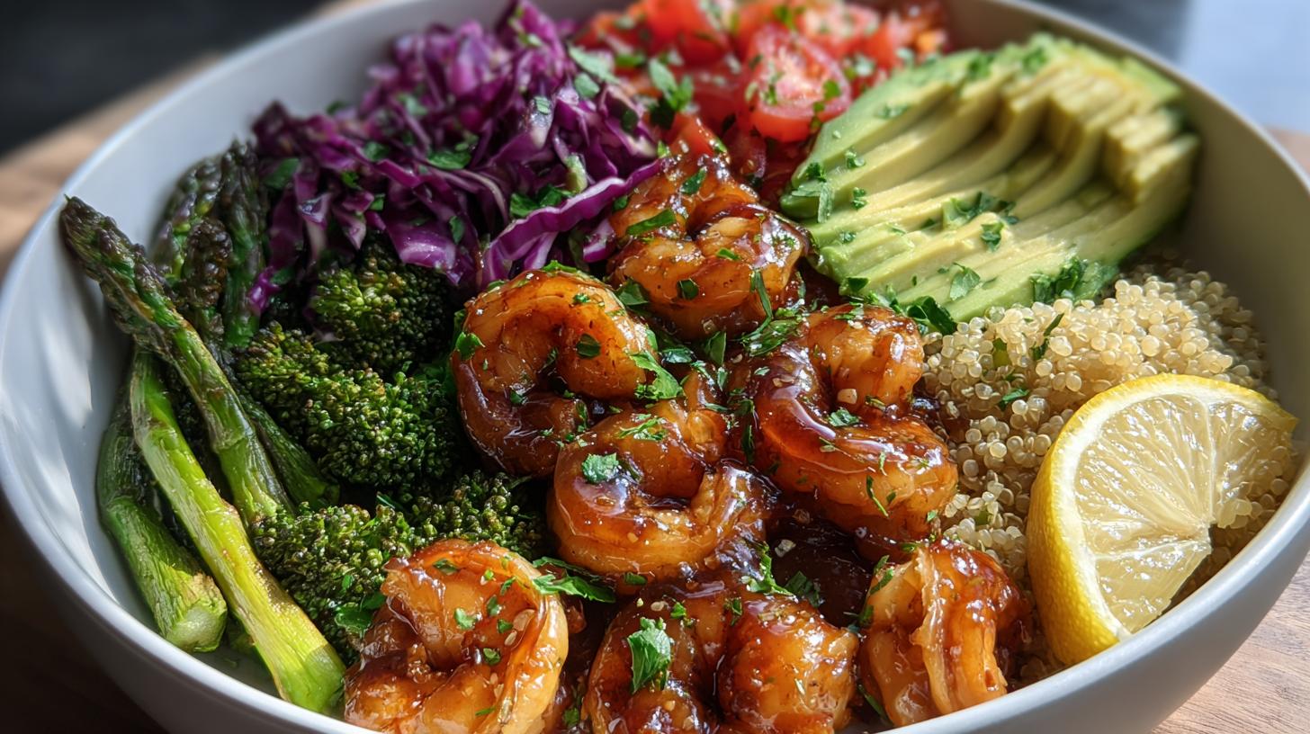 healthy shrimp buddha bowl