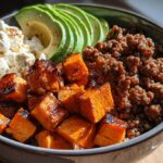 high protein hot honey beef bowl