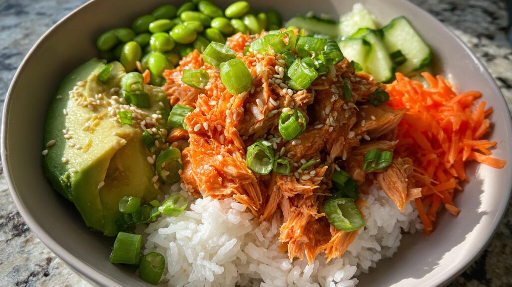 quick spicy salmon bowl