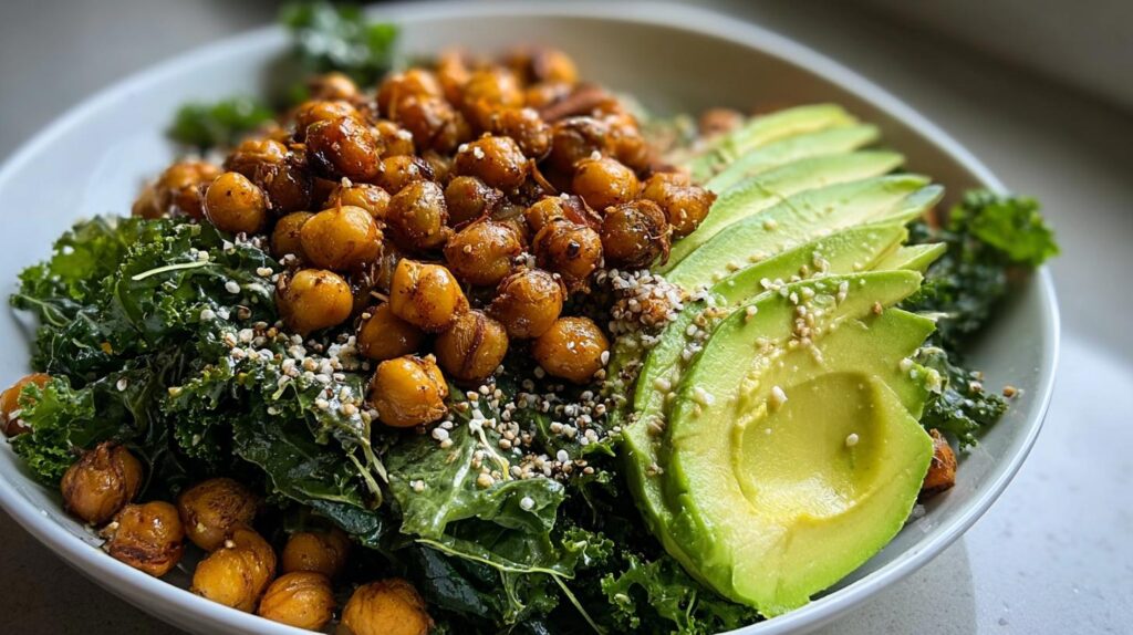roasted chickpea kale salad