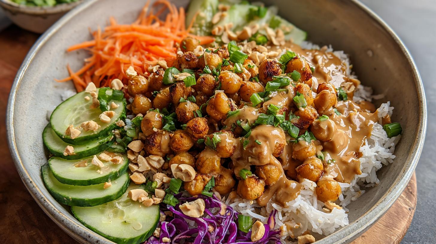 easy peanut chickpea bowl
