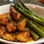 garlic butter chicken and asparagus