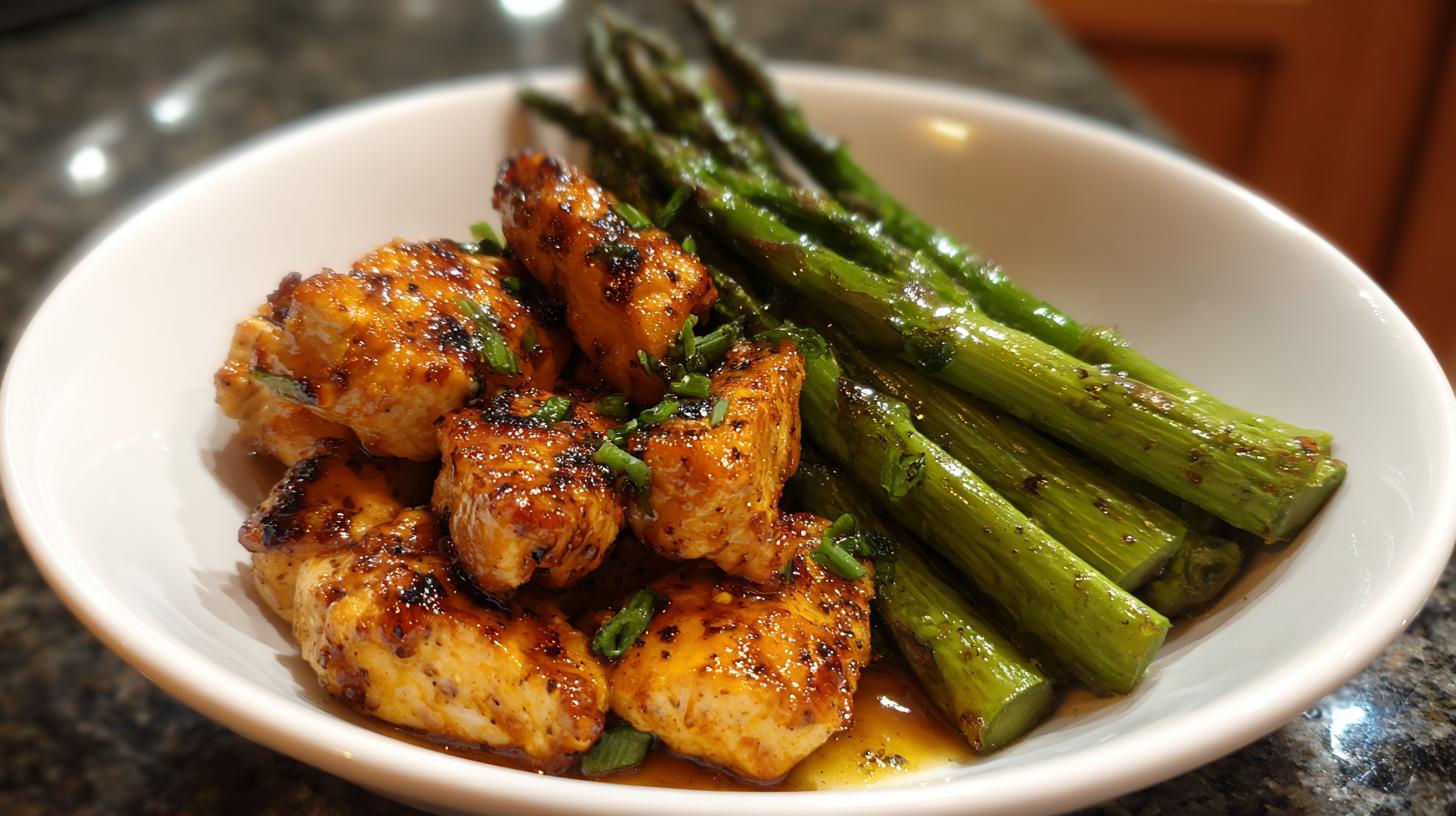 garlic butter chicken and asparagus