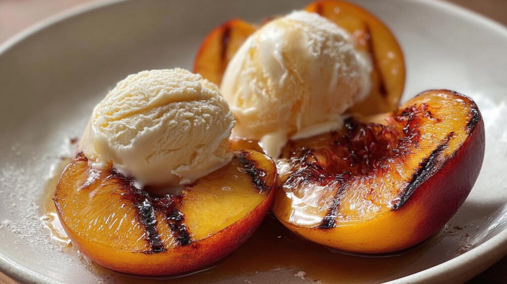 grilled peaches with ice cream