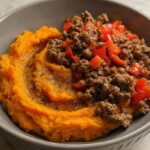 ground beef and sweet potato bowl