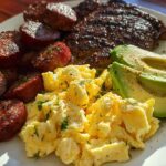 steak and eggs breakfast plate