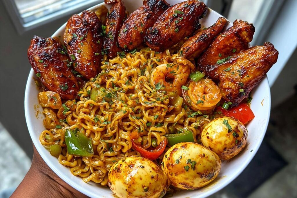 Loaded Cajun ramen bowl